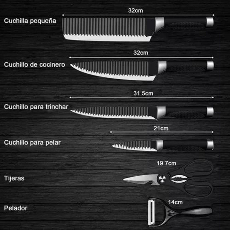 Kit de Facas Churrasco Profissional Antiaderente 6 Peças